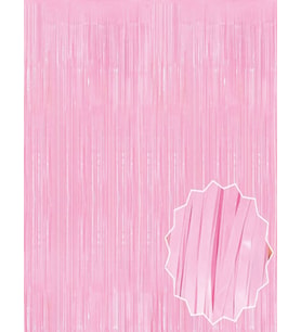Soft Pembe Püsküllü Kapı Perdesi - Parti, Baby Shower, Cinsiyet Partisi 1x2 m