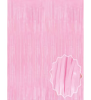 Soft Pembe Püsküllü Kapı Perdesi - Parti, Baby Shower, Cinsiyet Partisi 1x2 m