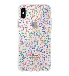 Apple iPhone X Uyumlu Kapak Hello Kitty Tasarımlı Şeffaf Silikon Kılıf