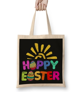 Easter Happy Easter Egg Bez Çanta Uzun Saplı