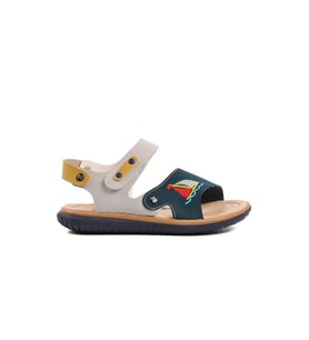 Ayakmod Şng 1540-F Lacivert Nubuk-Sarı-Krem Erkek Çocuk Sandalet