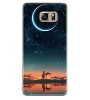 Samsung S7 Edge S20 Fe Plus Ultra S21 S22 Kılıf Boyun Askılı Silikon Ay ve Kız 1720