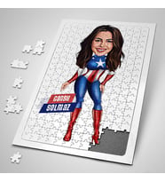 Amarikalı Kahraman Kostümlü Kadın Karikatürlü 240 Parça Kişiye Özel Puzzle