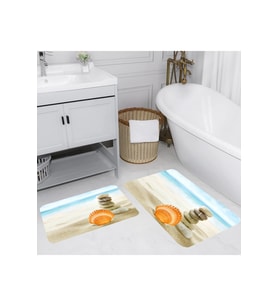 Rovigo Home Dijital Baskılı 2'li Banyo paspas Takımı RVG5032 (Bej)