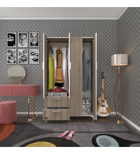 Kenzlife gardırop 4 kapaklı kapılı 2 çekmeceli gonca 168*100*42 crd ayaklı gardolap dolap (Karışık)