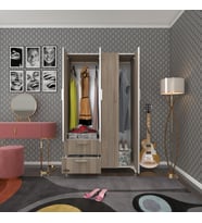 Kenzlife gardırop 4 kapaklı kapılı 2 çekmeceli gonca 168*100*42 crd ayaklı gardolap dolap (Karışık)