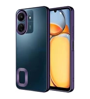 Coverzone Xiaomi Poco C65 ile uyumlu K?l?f Kamera Korumal? Logo G�steren Parlak renk kenar �izgileri ile ??k bir tasar?m Colored Z-Omega Kapak Derin Mor
