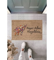 Dormot Modern Baskı - Renkli Fil - Karşılama Kapı Önü Paspası (Bej)