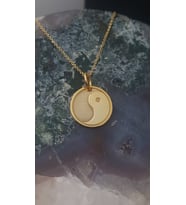 Altın Kaplama İşlemeli Yin Yang Gümüş Kolye