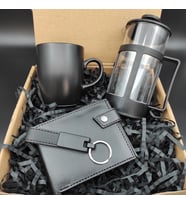 Kişiye Özel Cüzdan& Siyah Anahtarlık& French Press& Siyah Kupa Hediye Seti