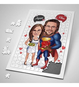 Kişiye Özel 240 Parça Romantik Kahraman ve Sevgilisi Karikatürlü Puzzle