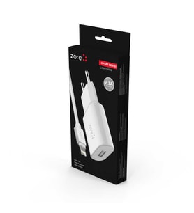 Zore Ofset Serisi ZCS-02 Lightning 2 in 1 Ev Şarj Seti 2.1A (Beyaz)