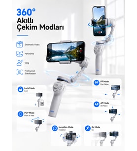 3 Eksen Telefon Sabitleyici Canlı Yayın Vlog Mobil Video Çekimi İçin Profesyonel Gimbal