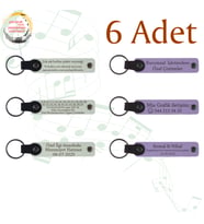 Beyaz & Mor Menekşe, Aile Yemeklerine Özel Hatıra, 6’lı Set, İsim Yazılabilen Deri Anahtarlık