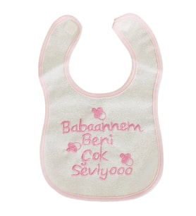 Kız Bebek Babaannem Beni Çok Seviyo Yazılı Pembe Önlük
