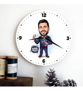 Tamirci Erkek Hediye Kişiye Özel Karikatürlü Duvar Saati
