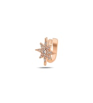 Gümüş rose zirkon taşlı sıkıştırmalı kutup yıldızı kıkırdak küpe ear cuff 