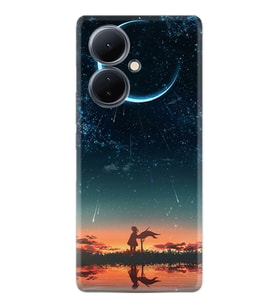 Vivo V29 Lite Kılıf Silikon Desen Özel Seri Ay ve Kız 1720