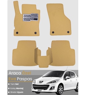 PEUGEOT 207 COUPE (2006-2014) Uyumlu EVA Paspas Tam Set–Araca Özel,Oto Paspas,Kolay Montaj