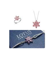 Lotus Çiçeği Kolye,bileklik Ve Yüzük Seti 925 Ayar Gümüş Set