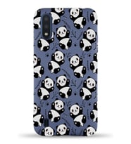 Samsung Galaxy M01 Uyumlu Lansman Kılıf Panda Tasarımlı İçi Kadife Kapak-Petrol Mavisi (Şeffaf)