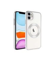 Apple iPhone 11 Uyumlu Kılıf Wireless Şarj Özellikli Sert PC Zore Riksos M-safe Kapak (Gümüş)
