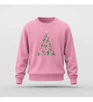 Christmas Tree Cimnastik Baskılı Basic Sweatshirt (Pembe)
