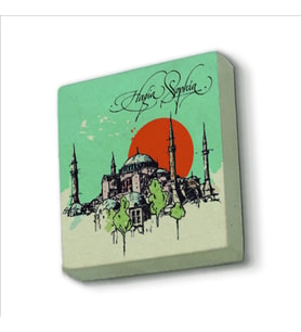 Ayasofya Camii Baskılı Doğaltaş  Magnet(KRT-004)Buzdolabı Süsü