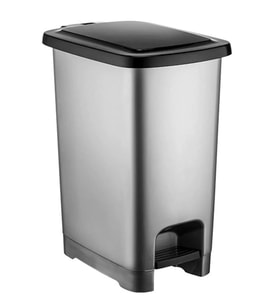 Omnipazar SY-4284 60 lt Slim Pedallı Gri Plastik Çöp Kova Siyah Kapak