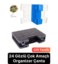 Premium Çift Taraflı Vida Çivi Balıkçı Malzeme Organizer Çanta 22 Gözlü Bölmeli Şeffaf Kilitli Kapak