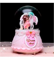 Pembe Unicorn Ve Tatalı Rüyalar  Temalı Büçük Boy Püskürtmeli Müzikli Işıklı Kar Küresi Pembe