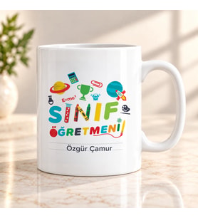 Sınıf Öğretmenine İsme Özel Kupa Bardak