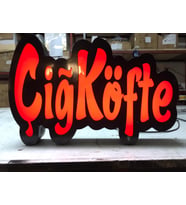 Kırmızı Çiğköfte Yazılı Tabela 3D Led Neon Etkili Işıklı Tabela 30X45 CM Tek Taraflı