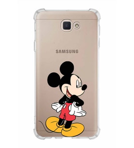 Samsung Galaxy J7 Prime  Köşe Korumalı Antişok Kapak Mickey Mouse Tasarımlı Şeffaf  Kılıf