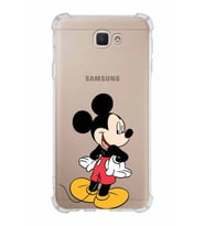 Samsung Galaxy J7 Prime  Köşe Korumalı Antişok Kapak Mickey Mouse Tasarımlı Şeffaf  Kılıf