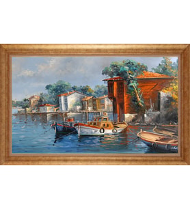 Çerçeveli Paspartulu Manzara Tablo bm0567 (Gold)