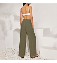 Keten Günlük Pantolon Beli Bağcıklı (Haki)