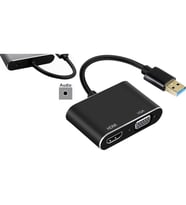 TAPLİN USB 3.0 To HDMI VGA 3.5mm 1080P Monitör Genişletici Çevirici Dönüştürücü Adaptör (Siyah)