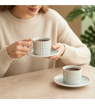 Güral Porselen Mental 4 Parça Çay Fincan Takımı Yeşil 6548
