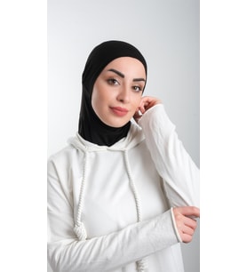 Siyah Pratik Hazır Geçmeli Tesettür Bone Sandy Kumaş Spor Hijab 2113_01