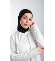 Siyah Pratik Hazır Geçmeli Tesettür Bone Sandy Kumaş Spor Hijab 2113_01