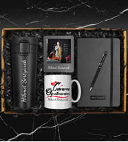 Öğretmenler Gününe Özel Tasarım Kupa & Termo Deri Defter & 400 ML Otomatik Basmalı Çelik Termos & Siyah Kalem & Fotoğraf Çerçevesi