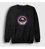 Presmono Unisex Siyah Wormhole Astronaut Uzay Sweatshirt 290188tt