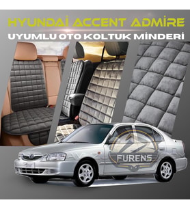 Hyunda Accent Admire Antrasit Renk Tay Tüyü Cepli & Terletmez Sırtlı Oto Koltuk Minder Seti - Koltuk Koruma Kılıfı (ÖN & ARKA TAM SET)