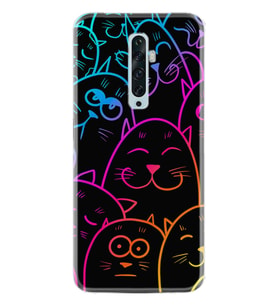 Oppo Reno 2Z 4 Lite 4 Pro 5 6 7 A31 Kılıf Desemli Silikon Neon Cats 1790