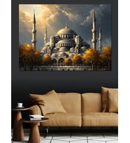 Gün Batımında Tarihi Şehir Camii Dekoratif Kanvas - Mdf Ahşap Tablo