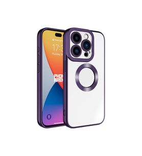 Apple iPhone 15 Pro Max Uyumlu Kılıf Kamera Korumalı Logo Gösteren Zore Omega Kapak (Koyu Mor)
