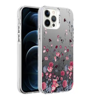 Apple iPhone 12 Pro Kılıf Desenli Zore Silver Sert Kılıf Çiçek