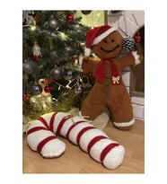 55 cm el yapımı Ekru Yılbaşı şekeri peluş teddy kırlent