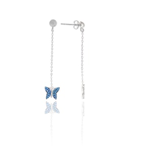 Kelebek Model Firuze Taşlı Gümüş Kadın Küpe 201025003